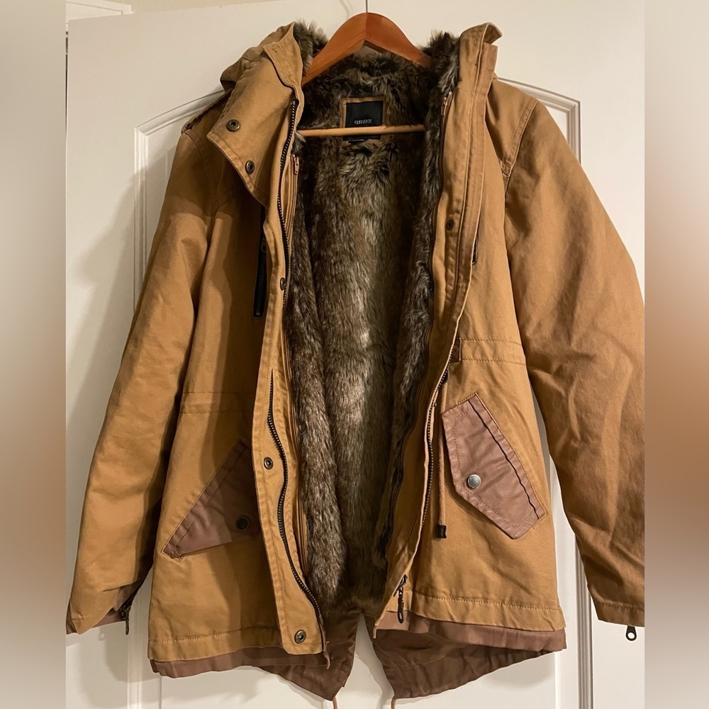 FOREVER 21 Rare Fur Lining Trench Coat